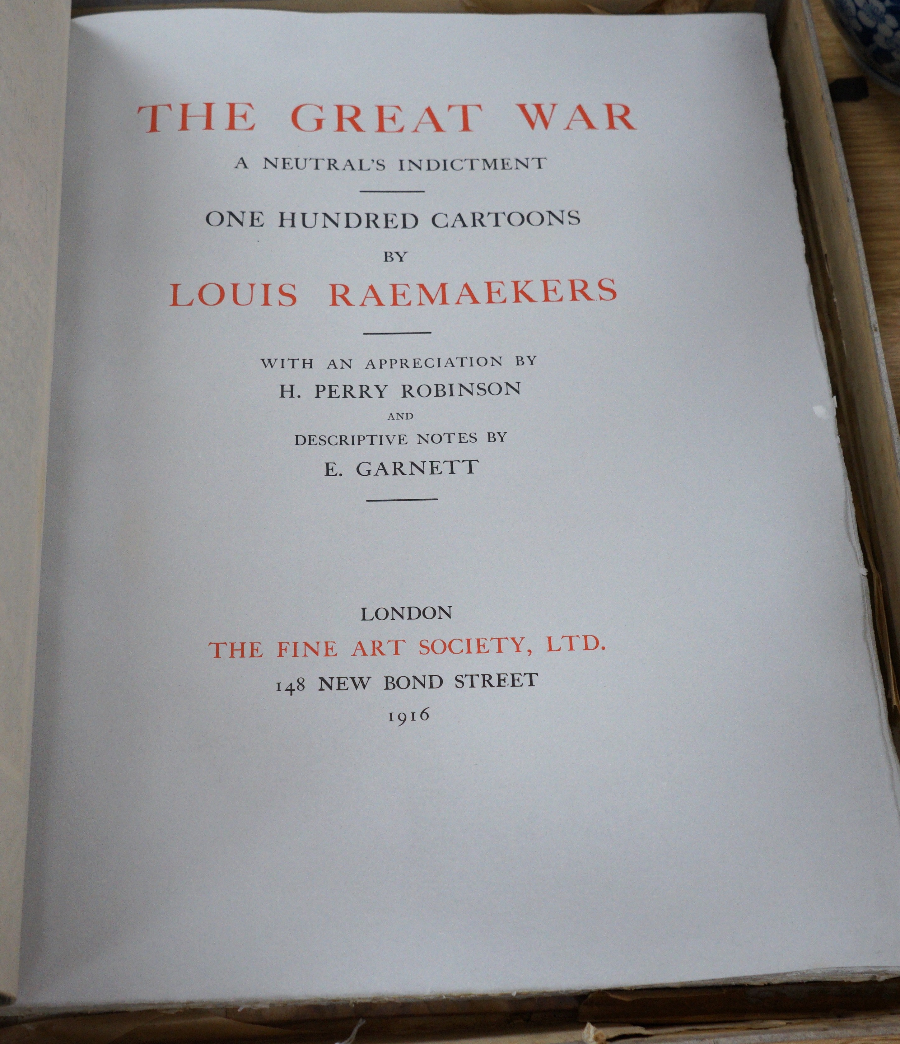 Louis Raemaekers (1869-1956), 'The Great War, 100 cartoons', published by the Fine Art Society 1916, limited edition reprint in folio case
